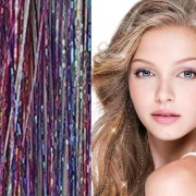 Extensiones de pelo con purpurina Bling Silver 100 unidades de mechón de pelo con purpurina 80 cm - Arco iris